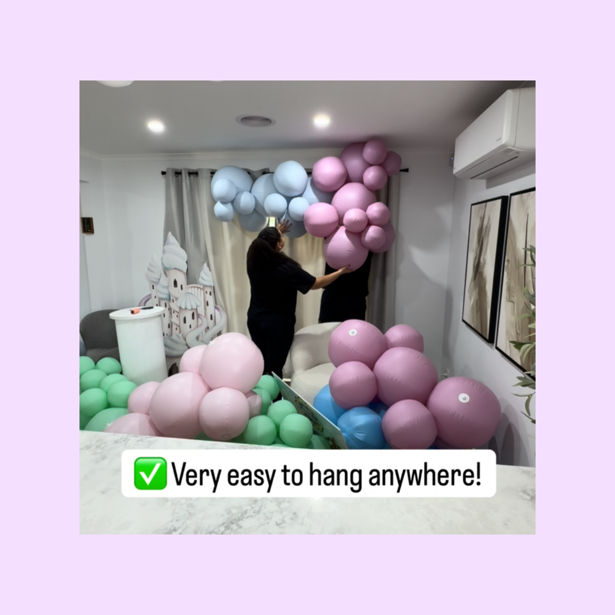 Re-usable balloon garland - 12 cluster balls in colour 'Blueberry bubble'