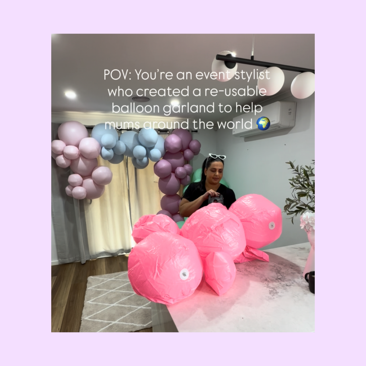 Re-usable balloon garland - 12 cluster balls in colour 'Fairy floss'