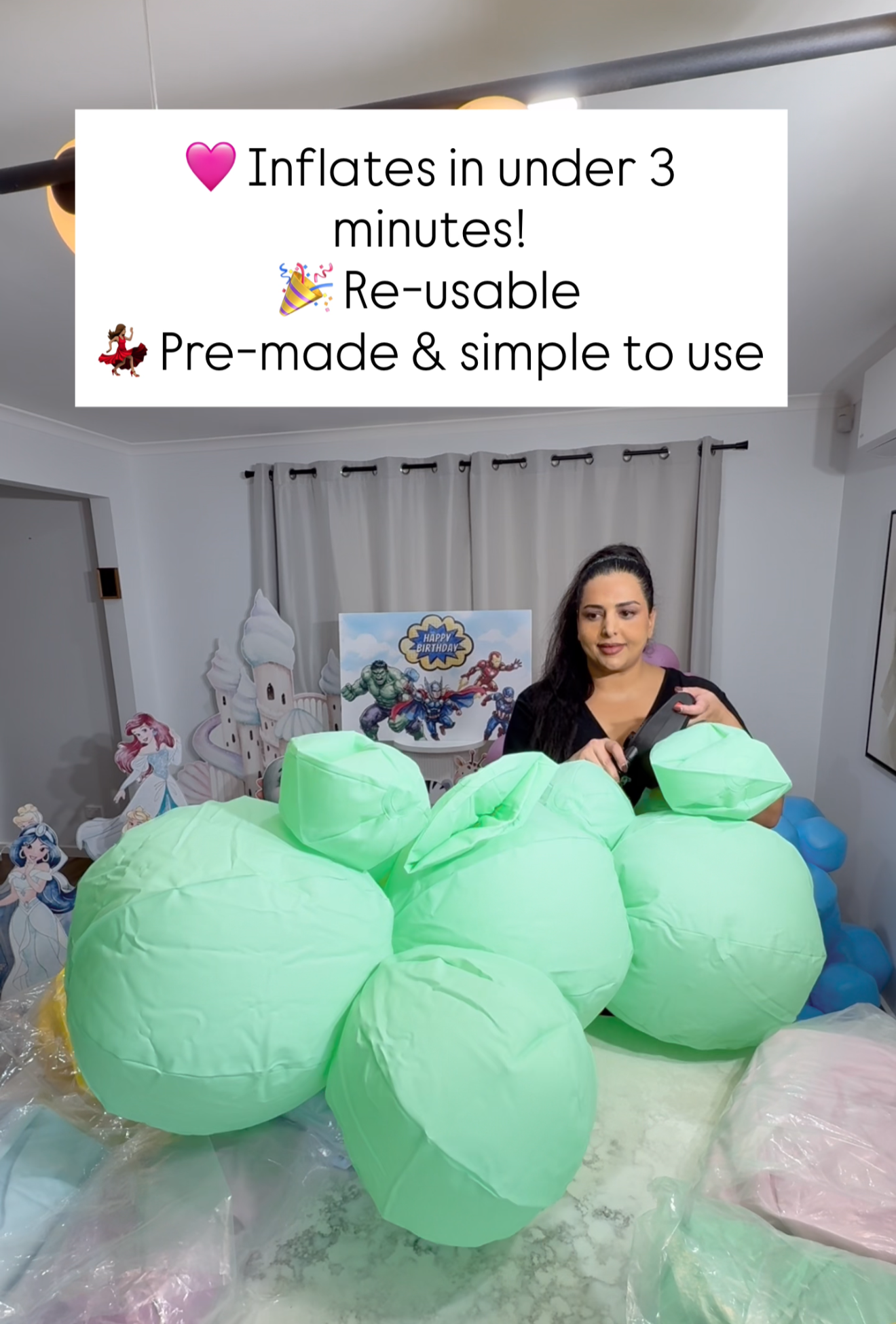Re-usable balloon garland - 12 cluster balls in colour 'Pistachio pop'